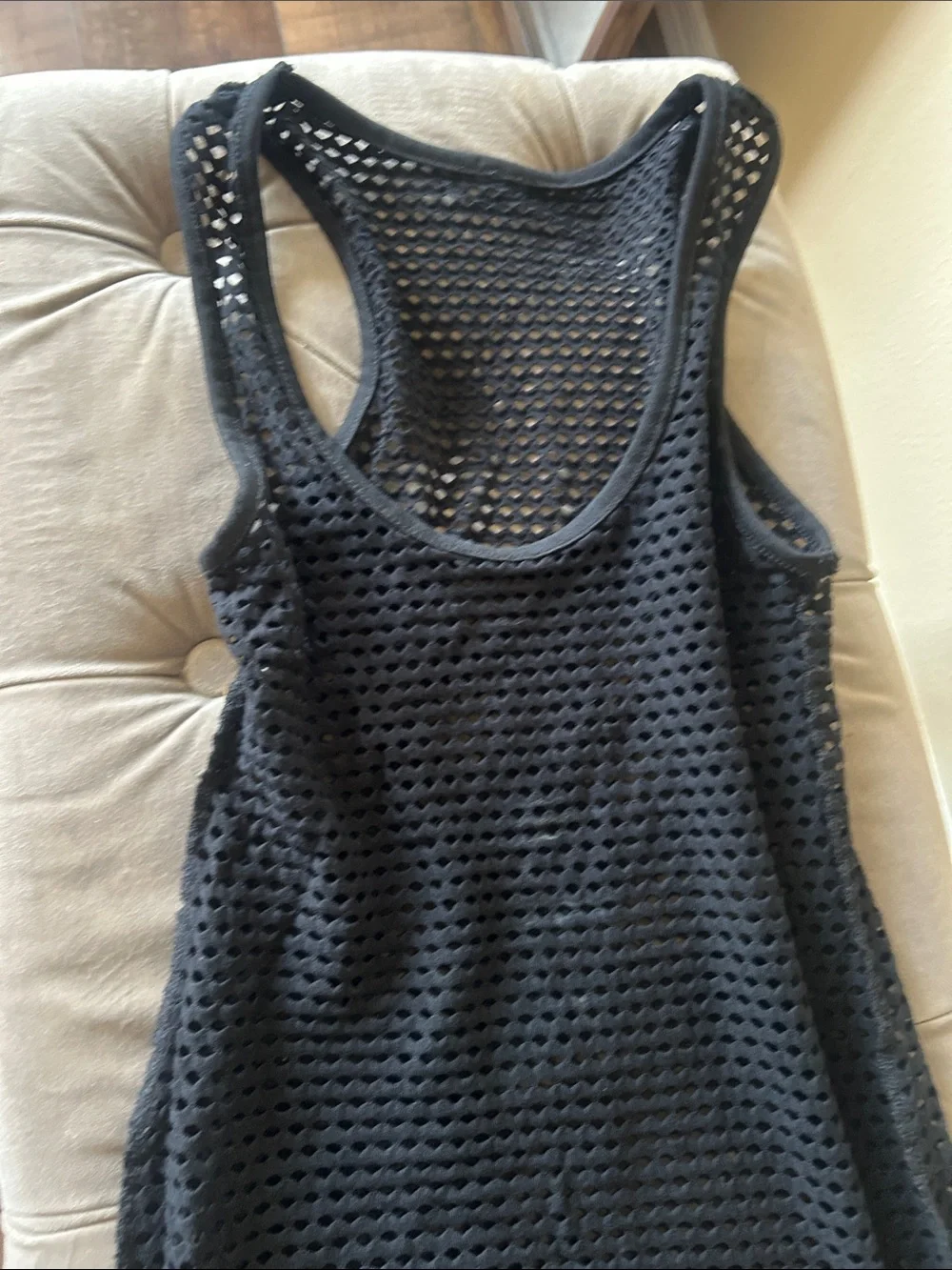 Black Mesh Racerback Drawstring Dress - Picture 2 of 4